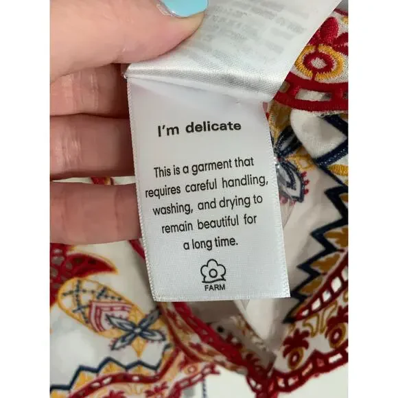 FARM RIO Mary's Tiles Multicoloured Floral Embroidery White MEDIUM - Picture 5 of 8